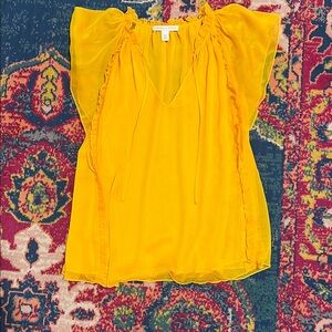 Chelsea and Violet XS blouse golden yellow orange ruffle v-neck